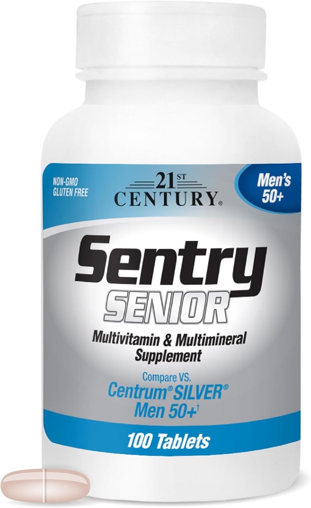 21st Century Sentry Senior Men 50Plus Tablets, White Unscented 100 Count 2