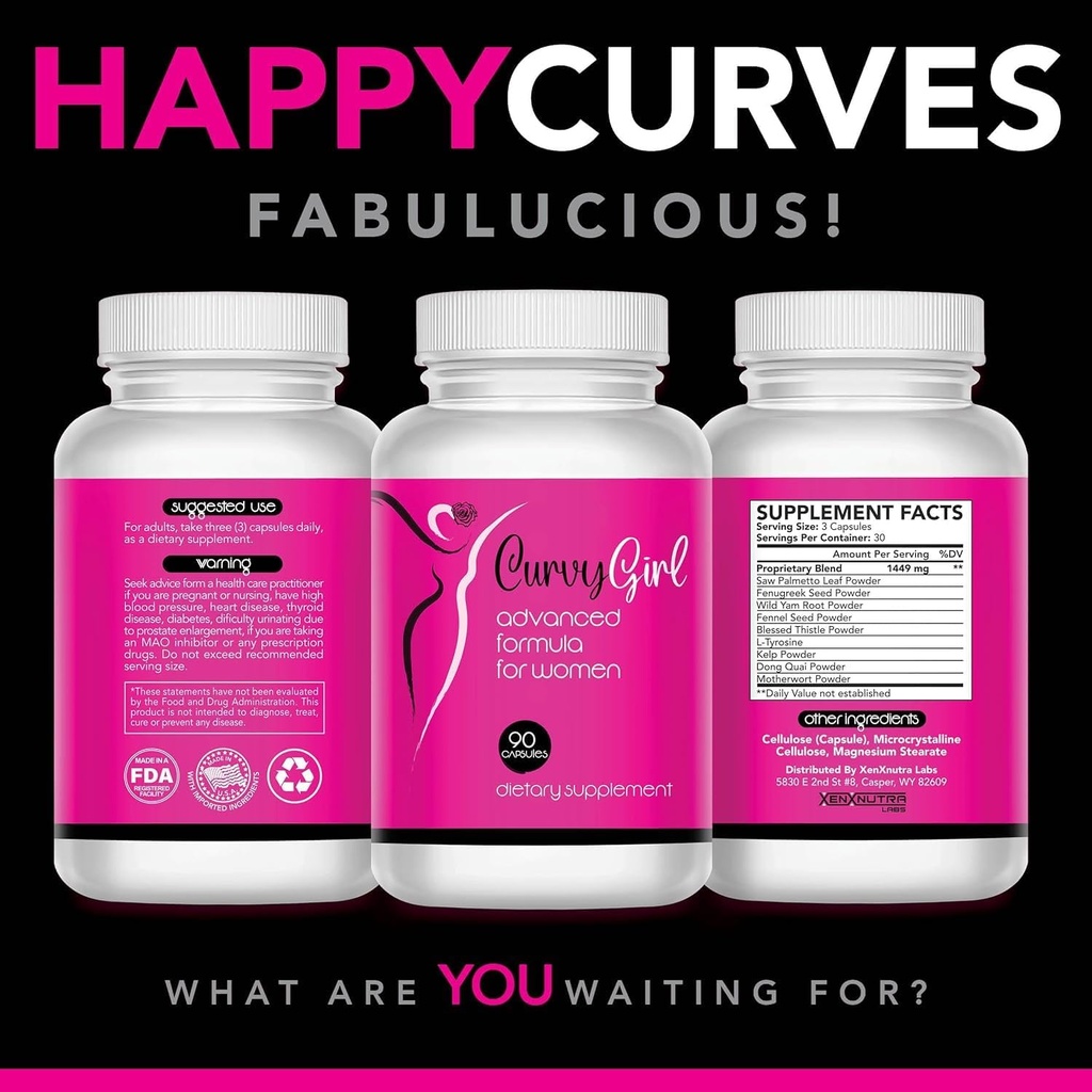 Curvy Girl- Female Weight Gain Pills- Hip and Breast Enhancement for Women- Get Your Curves Fast- Fill Out Your Jeans and Fit in That Swimsuit Without Surgery or Padding- 90 Capsules 5