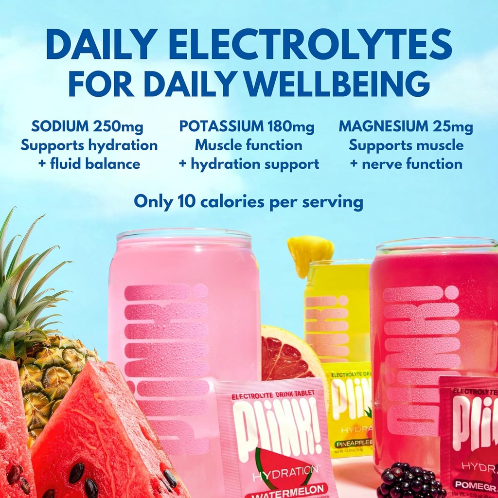 Plink! Fizzy Electrolyte Drink Tablets for Daily Hydration - 48ct Electrolyte Tablets + Sodium, Potassium, Magnesium, Low-Calorie, Low-Sugar Keto Electrolytes Powder Hydration Packets Water Flavoring 4
