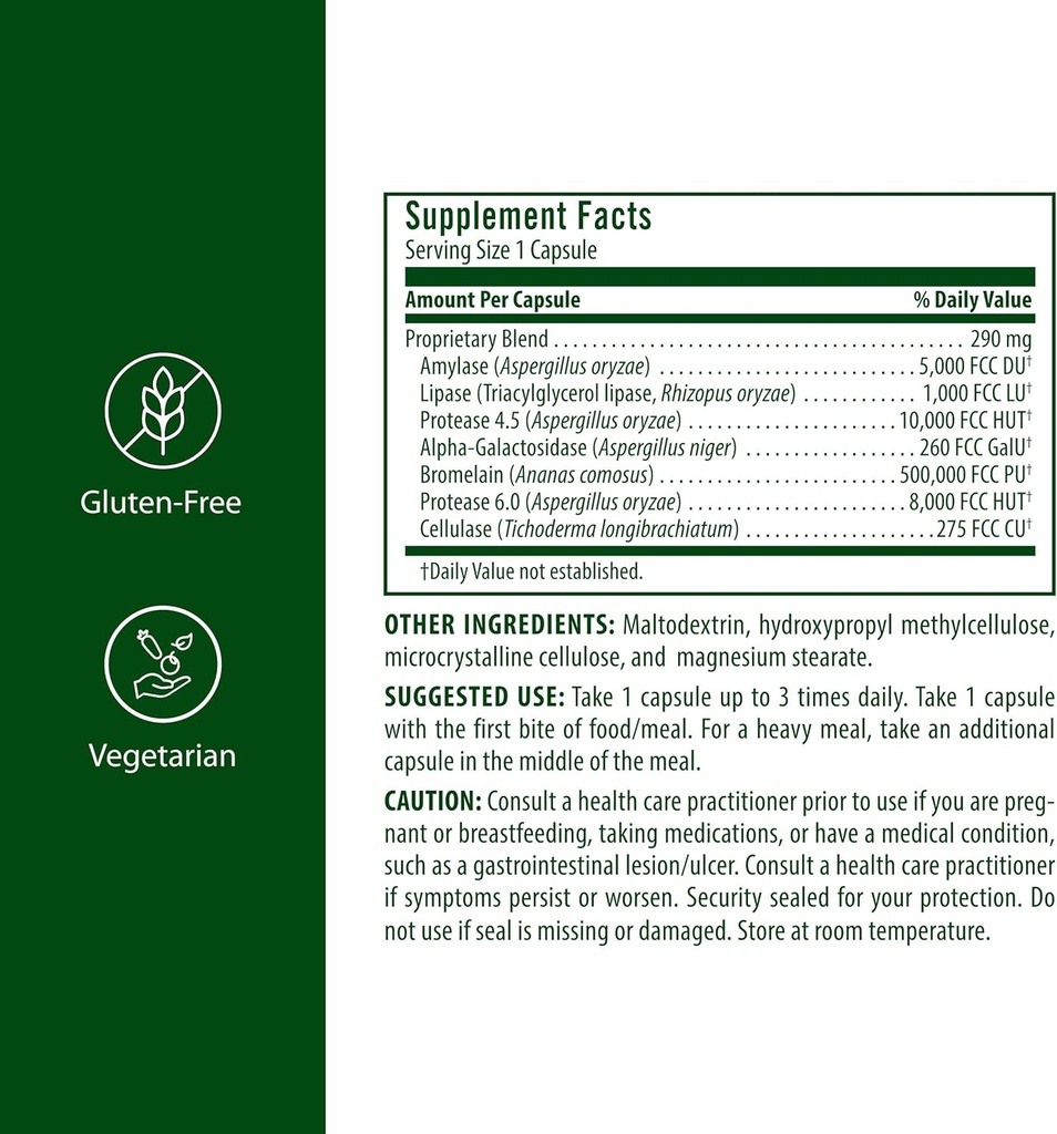 Flora Daily Maintenance Digestive Enzymes - Contains 7 Enzymes for Digestive Health Support - Aids Gas & Bloating - Non-GMO & Gluten-Free - 60 Vegetarian Capsules 3