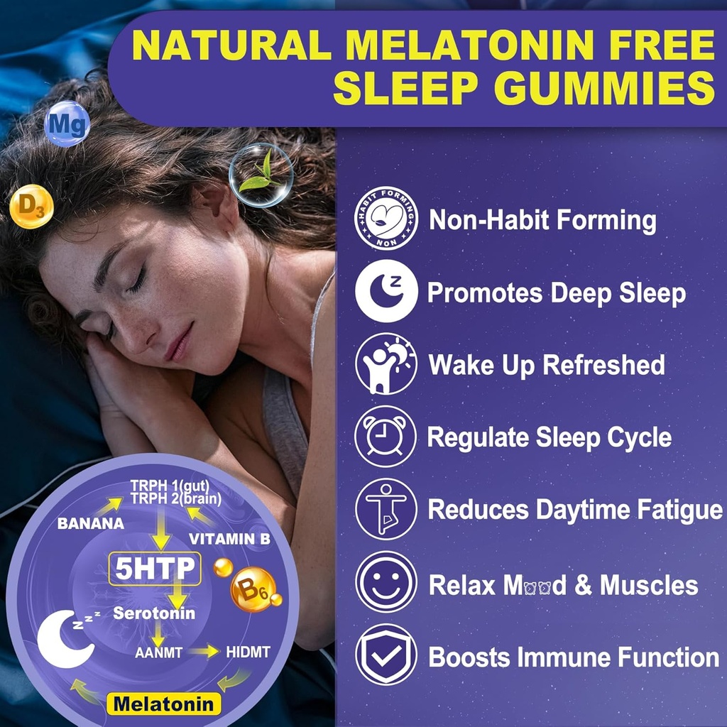 GABA Gummies,Melatonin Free Natural Sleep Gummies 5