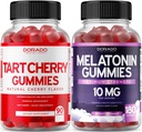 Tart Cherry Gummies Uric Acid Level Support (90 Count) - Advanced 2400mg Equivalent Extract with Celery Seed Melatonin for Adults (180 Count) - Quick Dissolve Melatonin 20mg - NonGMO, Vegan & USA Made 2