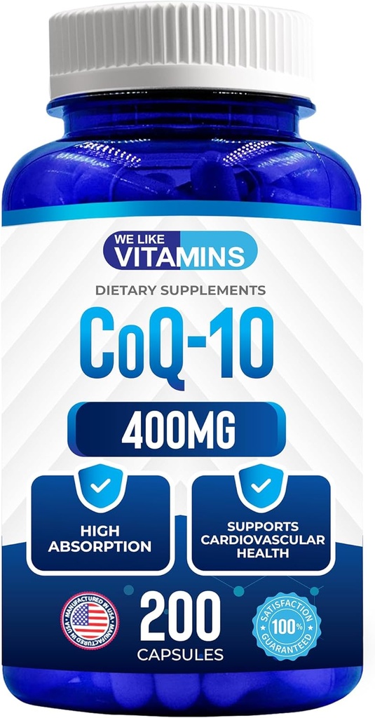 We Like Vitamins CoQ10 400mg Per Serving - 200 Capsules CoQ-10 - Vegetarian Capsule - Antioxidant Co Q-10 Coenzyme 6