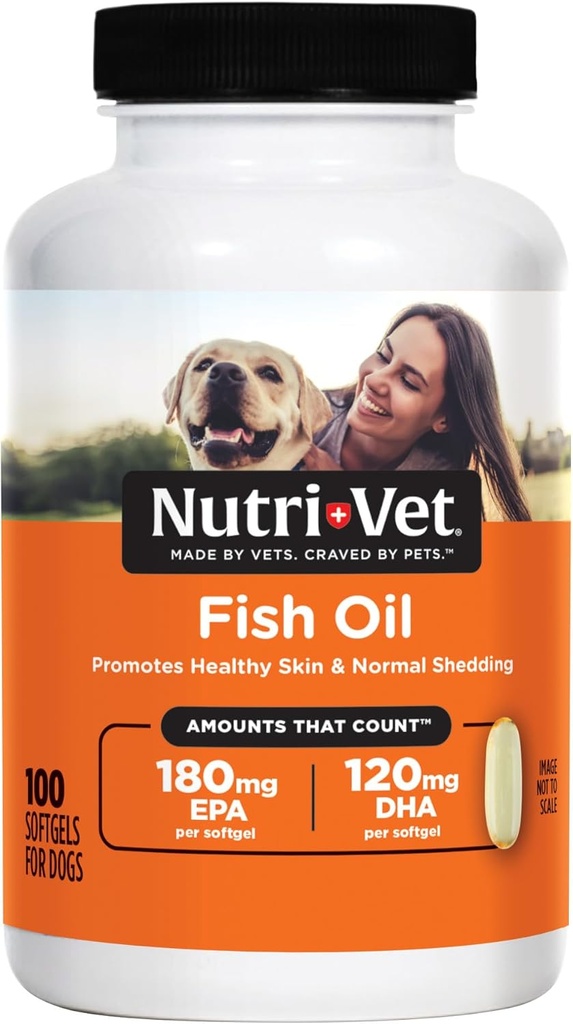 Nutri-Vet Fish Oil Supplement for Dogs, Omega 3, Fish Oil for Dogs, Pet Supplies, Pet Vitamins and Supplements, EPA DHA Formula, Puppy Vitamins, Shed Control, New Puppy Essentials, 100 Count 2