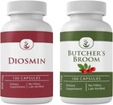 PURE ORIGINAL INGREDIENTS Diosmin and Butcher's Broom Bundle, 100 Capsules Each, Always Pure, No Additives or Fillers 2