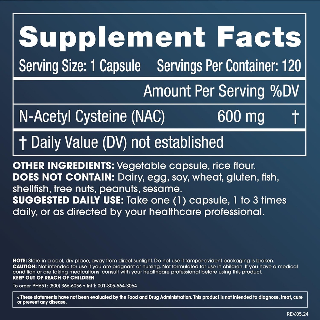 ProHealth Pure NAC – N-Acetyl Cysteine – Liver and Immune Support, Antioxidant and Glutathione Boost, Cellular Health | 600 mg per Capsule | 120 Servings | Third-Party Tested 3