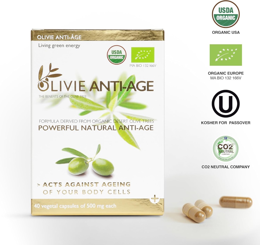Organic Antioxidant Polyphenols Rich Olive Leaf Extract Supplement Capsules Olivie | Hydroxytyrosol Oleuropein Anti Aging Supplement | 40 Capsules 3