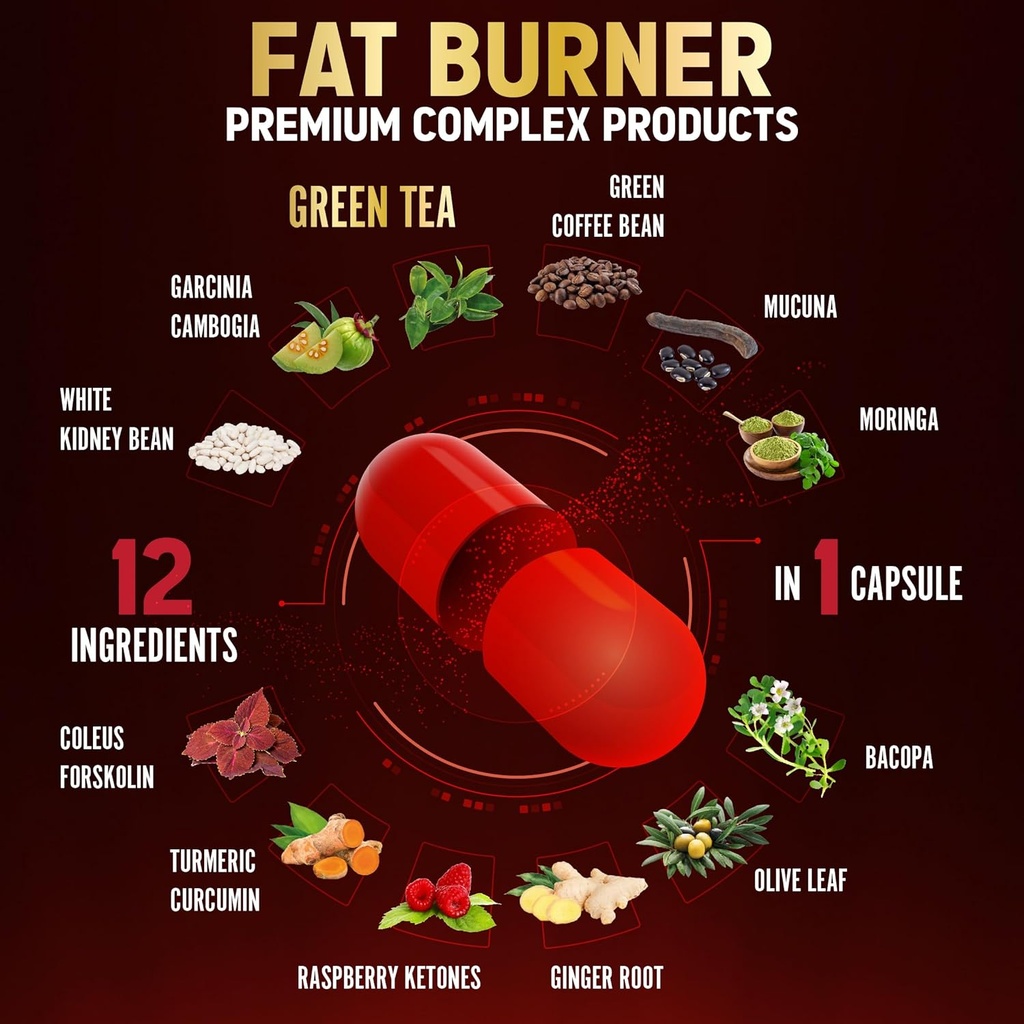 Premium Weight Loss Pills for Women, The Best Fat Burners for Women and Men, Energy Pills, High Potency with Green Tea Extract 98%, 2 Months Supply 6