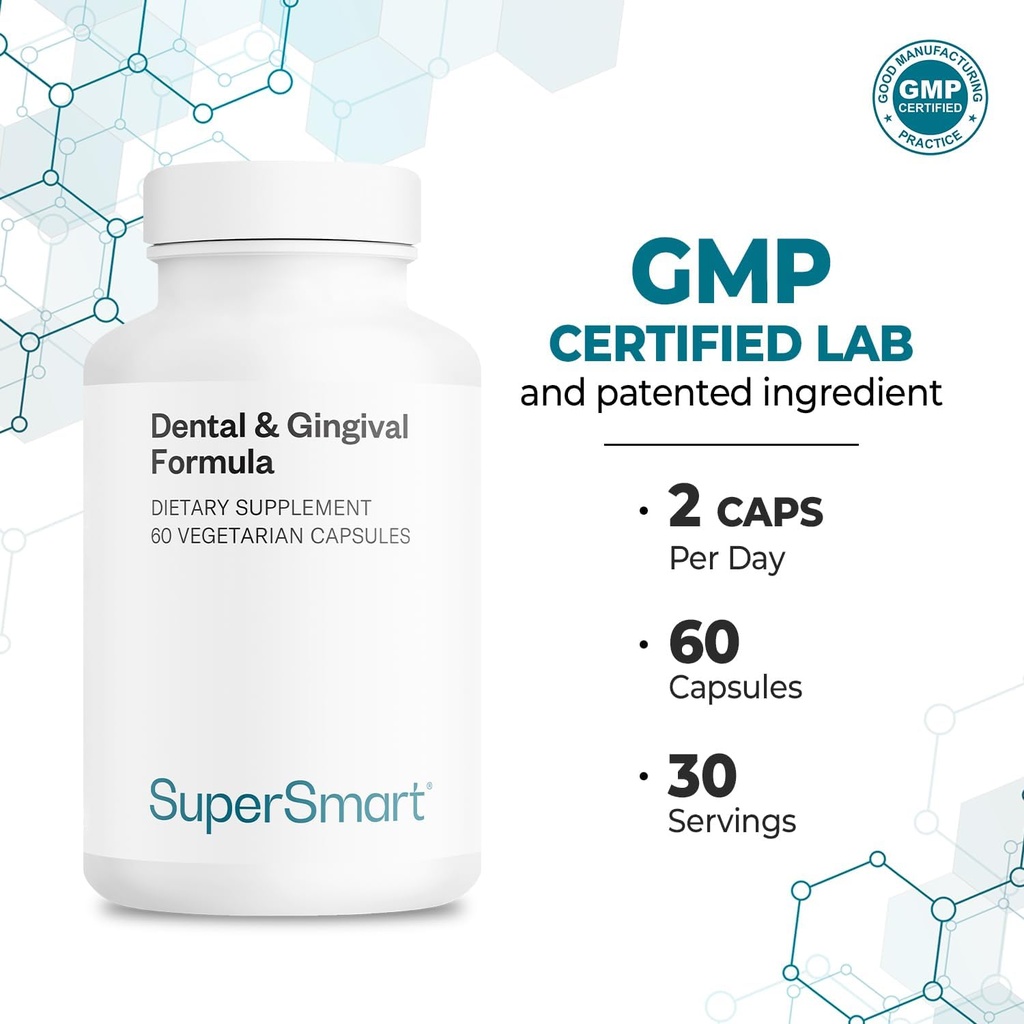 SuperSmart - Dental & Gingival Formula (Patented) - Oral Care Supplement - with TEES-10 | Non-GMO & Vegan - 60 Vegetarian Capsules 6
