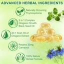 Oil of Oregano with Black Seed Oil, 6000mg Oregano Oil Capsules Organic Natural Carvacrol & Thymoquinone, Immune Digestive Support, Non-GMO, Gluten Free, 120 Count 6