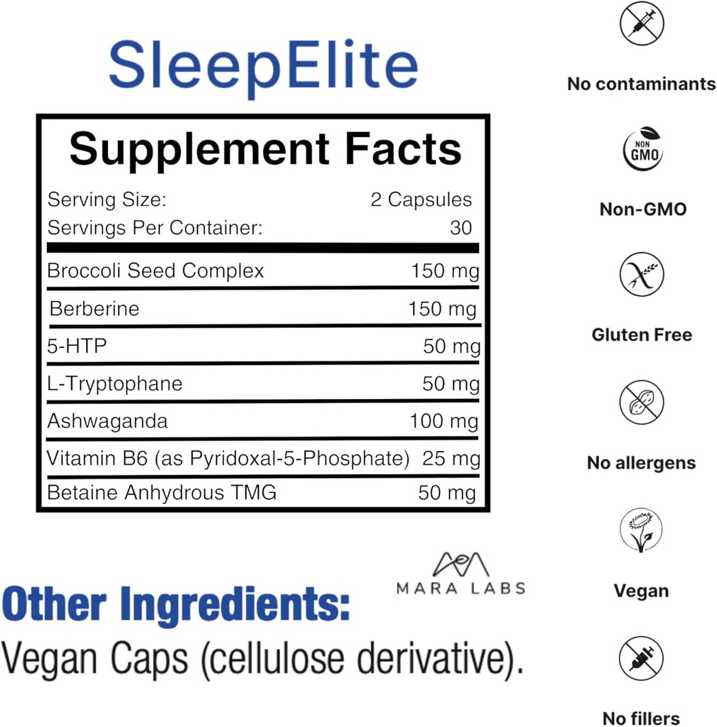 Mara Labs SleepElite | Supports Brain Function, Mood, and Sleep | with Serotonin Catalysts | 30 Servings 3