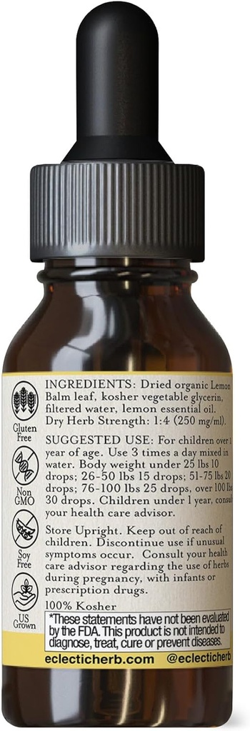 Eclectic Institute Kids Herbs Lemon Balm, Lemon Flavor | Calming and Nervous System Support | 1 fl oz (30 ml) 4