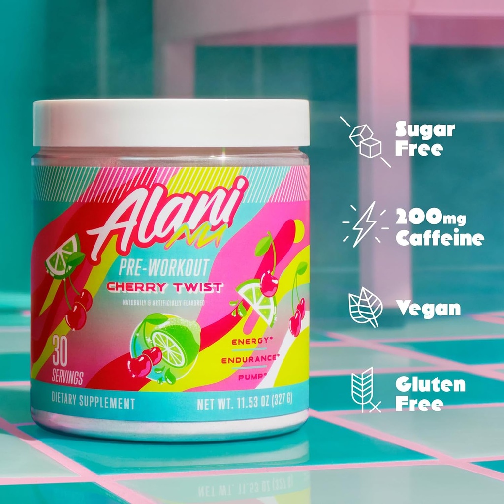 Alani Nu Pre Workout Powder Cherry Twist, Amino Energy Boost, Endurance Supplement, Sugar Free, 200mg Caffeine, L-Theanine, Beta-Alanine, L-Citrulline, 30 Servings 5