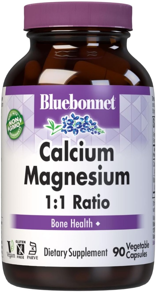 BlueBonnet Calcium Magnesium 1:1 Ratio Vegetarian Capsules, 90 Count 2