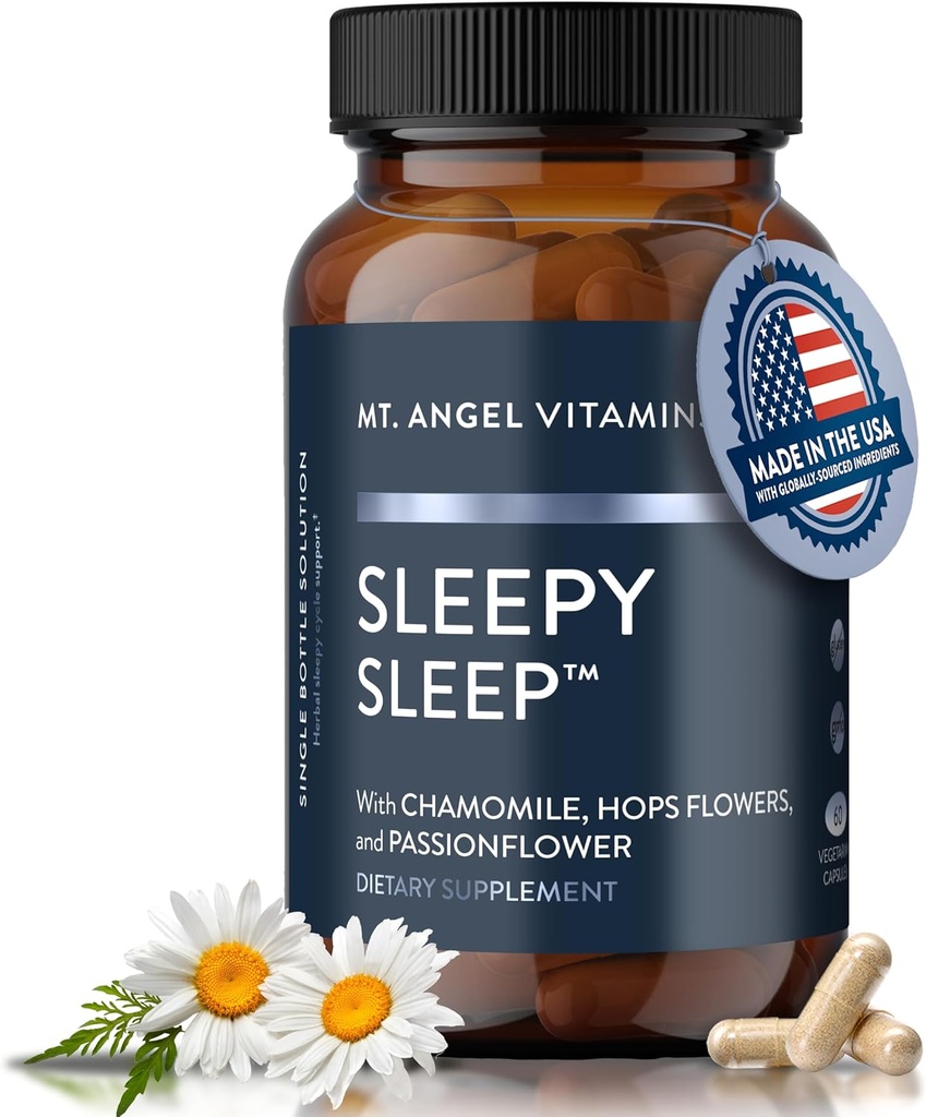 Mt. Angel Vitamins - Sleepy Sleep - Natural Sleep Aid for Adults with Melatonin and Plant Extracts - Non-Habitual Sleep Supplement - 60 Capsules 2