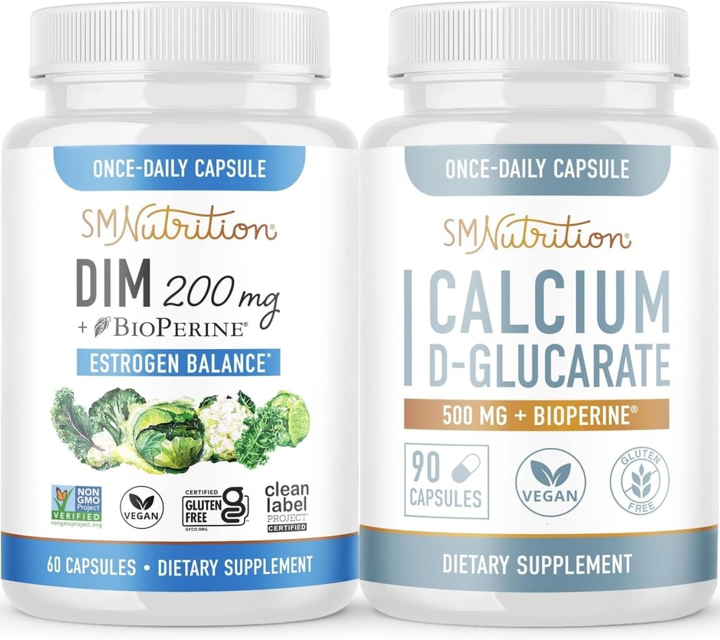 Calcium D-Glucarate with 200mg DIM Supplement for Enhanced Estrogen Balance for Women | Vegan Gluten Free CDG Supplement for Women (90 Servings) with Diindolylmethane Capsules (60 Servings) 2