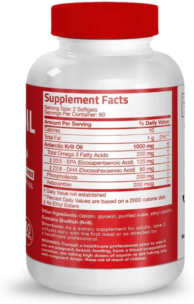 Bronson Marine Collagen Peptides Hydrolyzed Protein Powder + Antarctic Krill Oil 1000 mg with Omega-3s EPA DHA 5