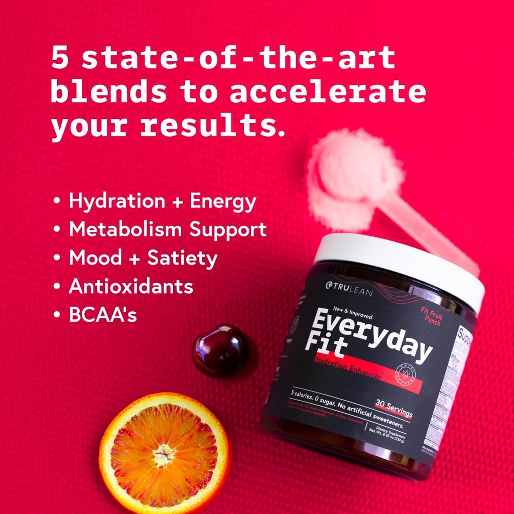 TRULEAN Everyday Fit Water Enhancer Sugar Free Electrolyte Powder Drink BCAA Blend Keto Amino Acid Supplement Delicious Fruit Punch 30 Servings (Pack of 1) 5