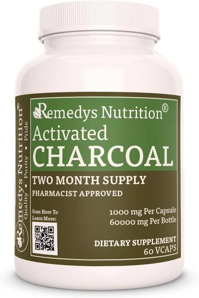 Remedy's nutrition Activated Charcoal | 1,000 mg, 60 Vegan Capsules Dietary Supplement 2