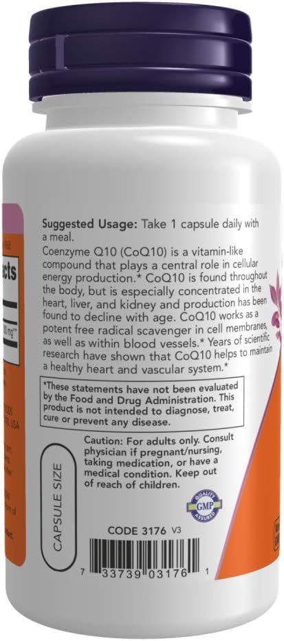 NOW Supplements, CoQ10 (Coenzyme Q10) 200 mg, Cardiovascular Health*, 60 Veg Capsules & Supplements, Super Enzymes, Formulated with Bromelain, Ox Bile, Pancreatin and Papain,180 Capsules 4