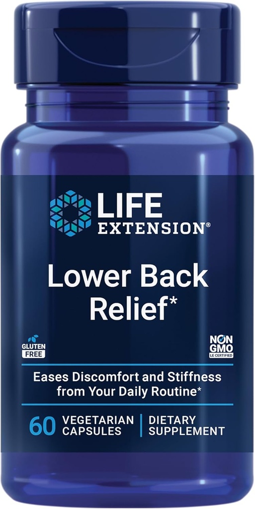 Life Extension Lower Back Relief, Chinese Chaste Tree, Ginger Extract, for Lower Back discomfort and Occasional Stiffness, Non-GMO, Gluten Free, Vegetarian, 60 Capsules 2