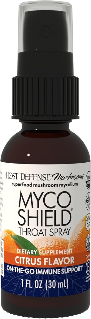 Host Defense MycoShield Throat Spray - Immune Health Support - Dietary Mushroom Supplement with Chaga, Reishi, Turkey Tail & More - On-The-Go Immune Support - Citrus Flavor, 1 fl oz (71 Servings)* 2
