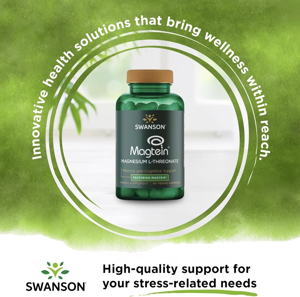 Swanson Magnesium L-Threonate - Mineral Supplement Promoting Nervous System Health - May Support Cognitive Health, Learning & Memory - (90 Veggie Capsules) (2 Pack) 3
