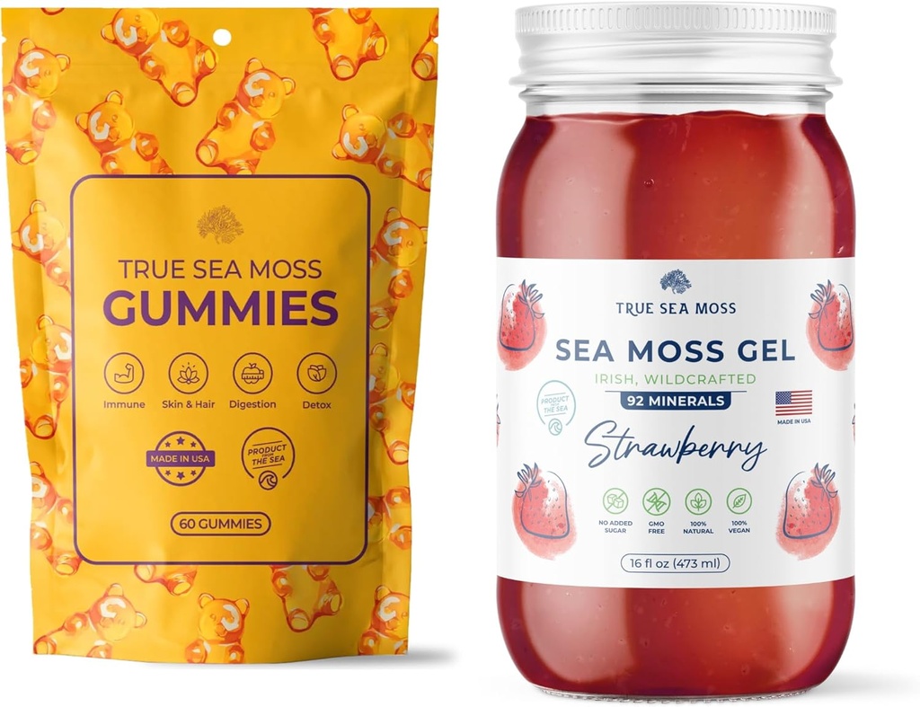 TrueSeaMoss Sea Moss Gummies Pouch & Strawberry Sea Moss Gel 2