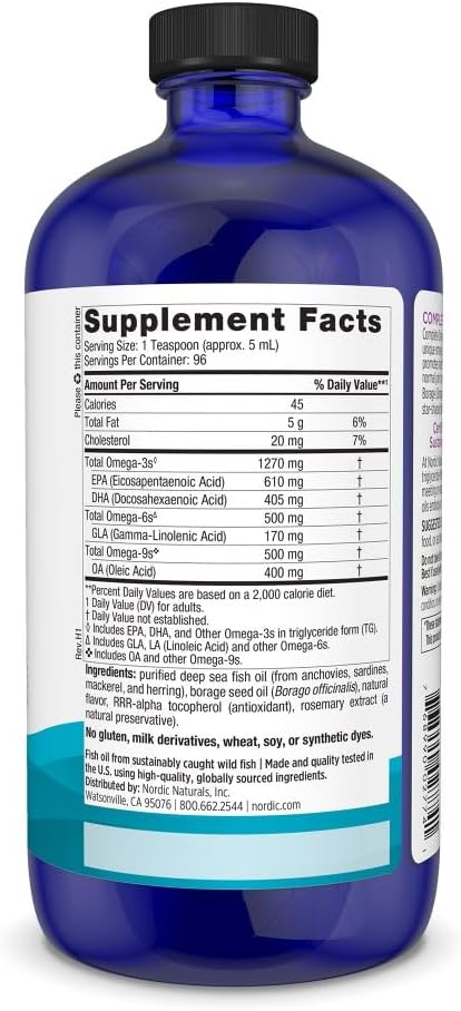 Nordic Naturals Complete Omega, Lemon Flavor - 16 oz - 1270 mg Omega-3 - EPA & DHA with Added GLA - Healthy Skin, Cognition, Positive Mood - Non-GMO - 96 Servings 3