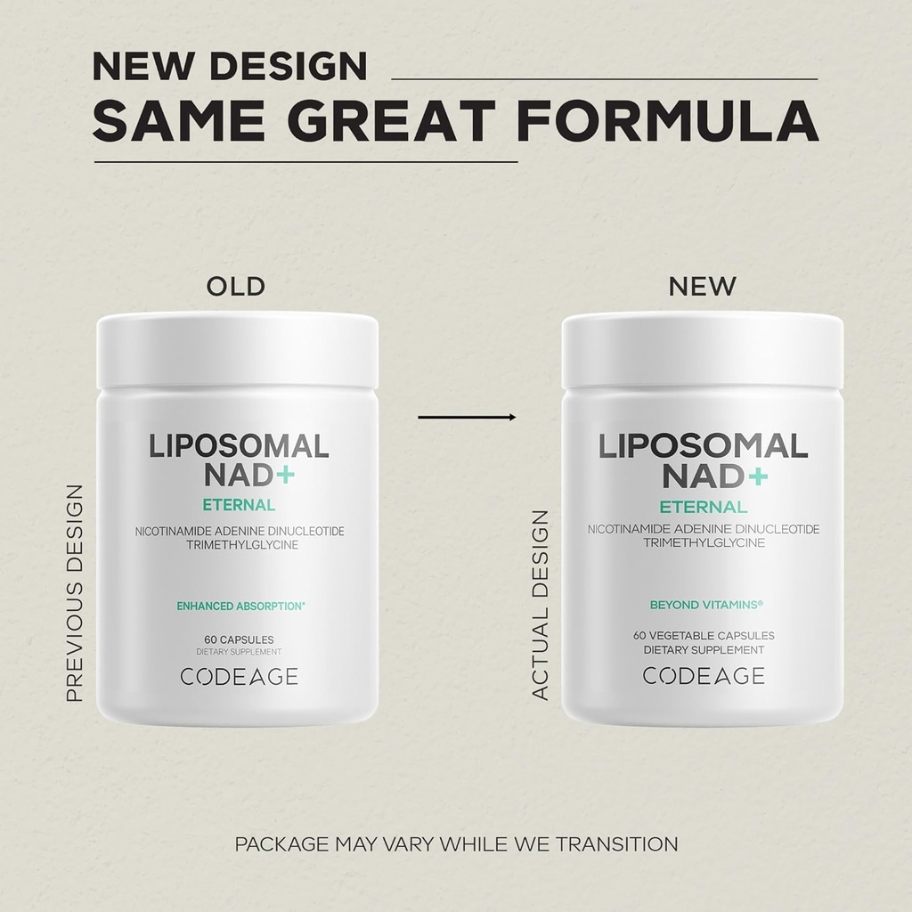 Codeage Liposomal NAD+ Supplement - NAD Nicotinamide Adenine Dinucleotide Coenzyme Pills - 500 mg NAD+ Per Serving & Betaine Anhydrous - Liposomal Delivery - Vegan, Non-GMO, Gluten-Free - 60 Capsules 4