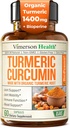 Turmeric Curcumin Supplement with Black Pepper Extract - High Potency Organic Turmeric 1400mg & 95% Curcuminoids for Joint & Digestive Health - Joint Support Supplement - 60 Vegan Curcuma Capsules 2