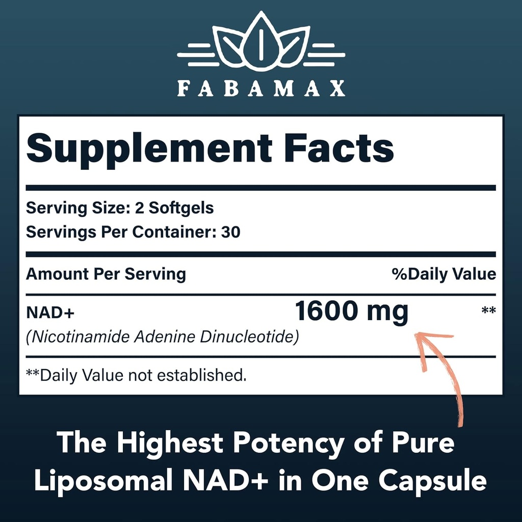 1600 mg Liposomal NAD Supplement 1600 mg, 98% Pure NAD+ Supplement, Superior Absorption, Alternative to Nicotinamide Riboside or NADH to Boost NAD+ for Aging Defense, Energy, Longevity, 240 Softgels 3