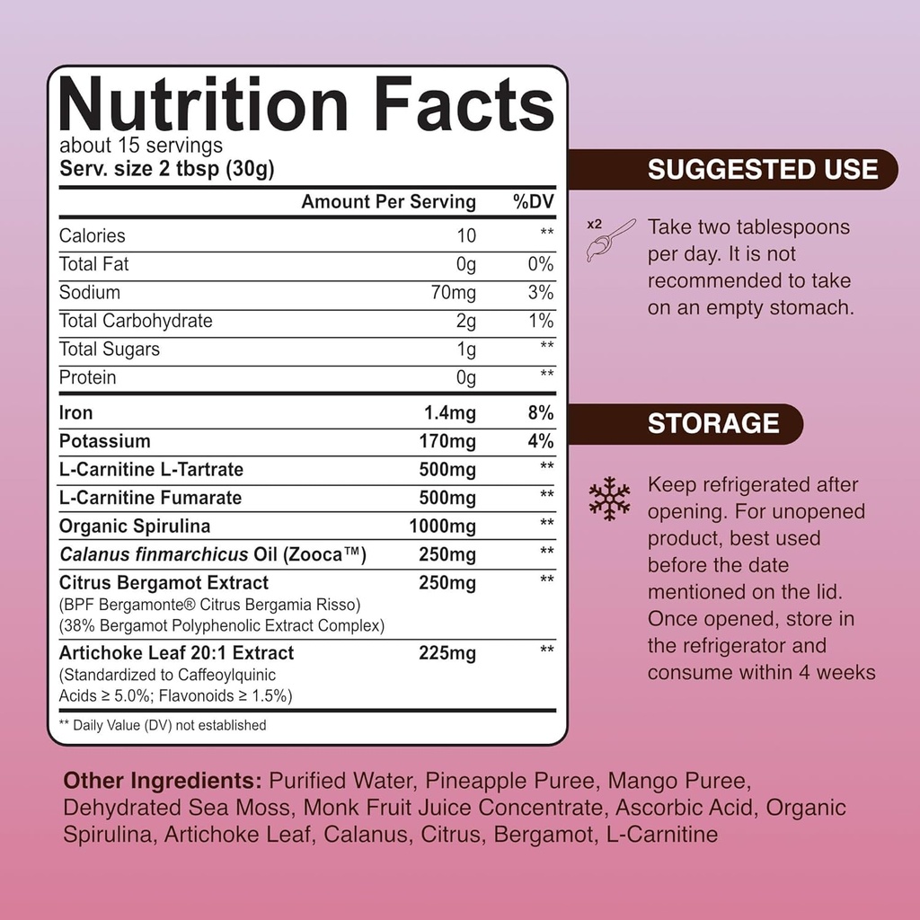 TrueSeaMoss Pro-Line Gel - Natural Detox/Trim - 5+ Flavors - Fruit Gel with Premium Sea Moss & Potassium - Vegan-Friendly - Vitamin & Mineral Rich Supplement - Made in USA (Mango/Pineapple, Pack of 1) 3