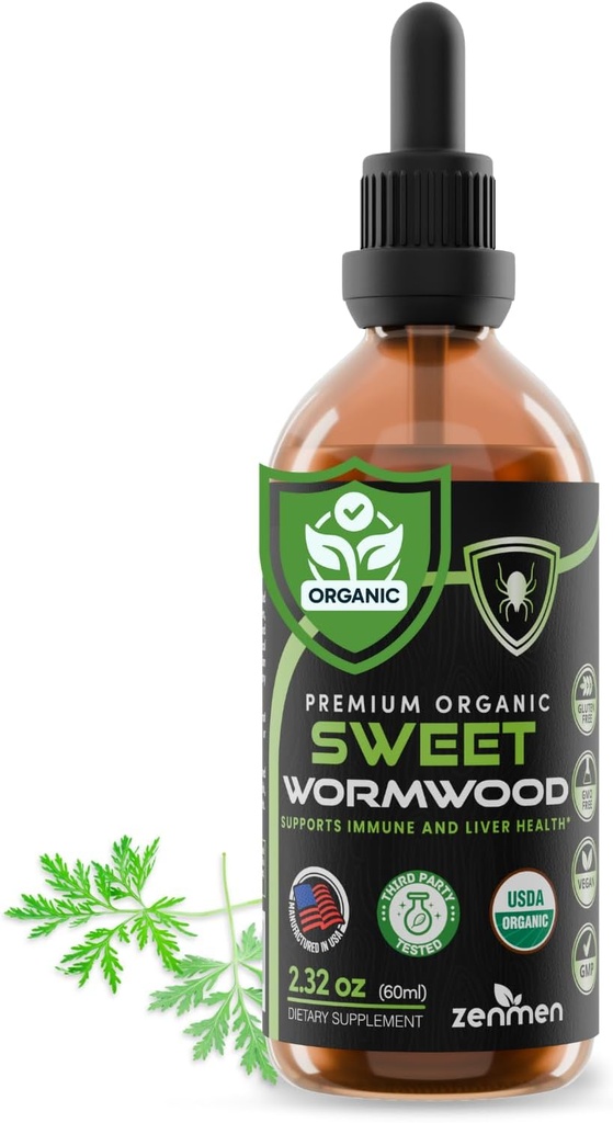 Zenmen Organic Sweet Wormwood (Artemisia Annua) Extract- Immune Support and Source of Antioxidants - 2.32 oz / 60ml, Vegan, Manufactured in The USA 2