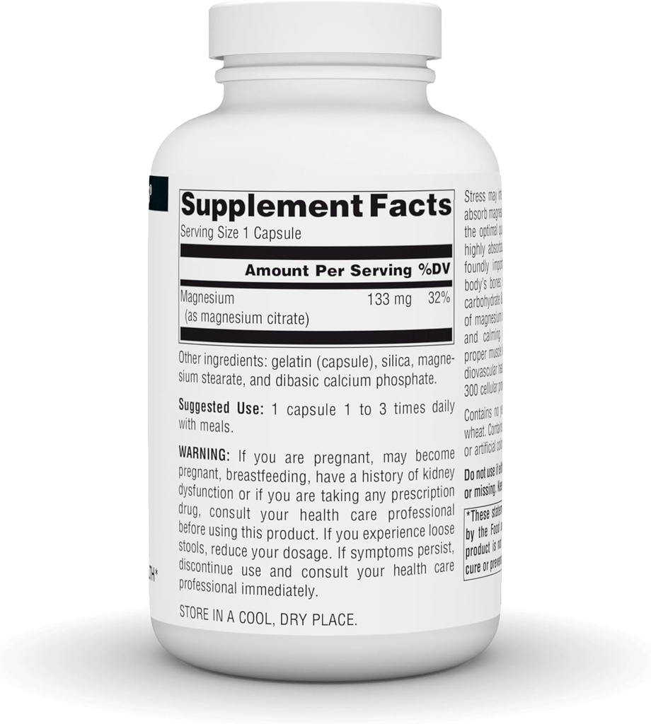 Source Naturals Magnesium Citrate, Supports Bone and Heart Health* 133 mg - 180 Capsules 4