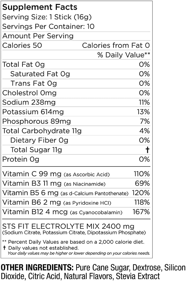 STS Hydro Stix Hydration Powder Packets Acai Berry Electrolyte Replacement Single Serving Easy Open - 10 Pack (16 Gram) 6