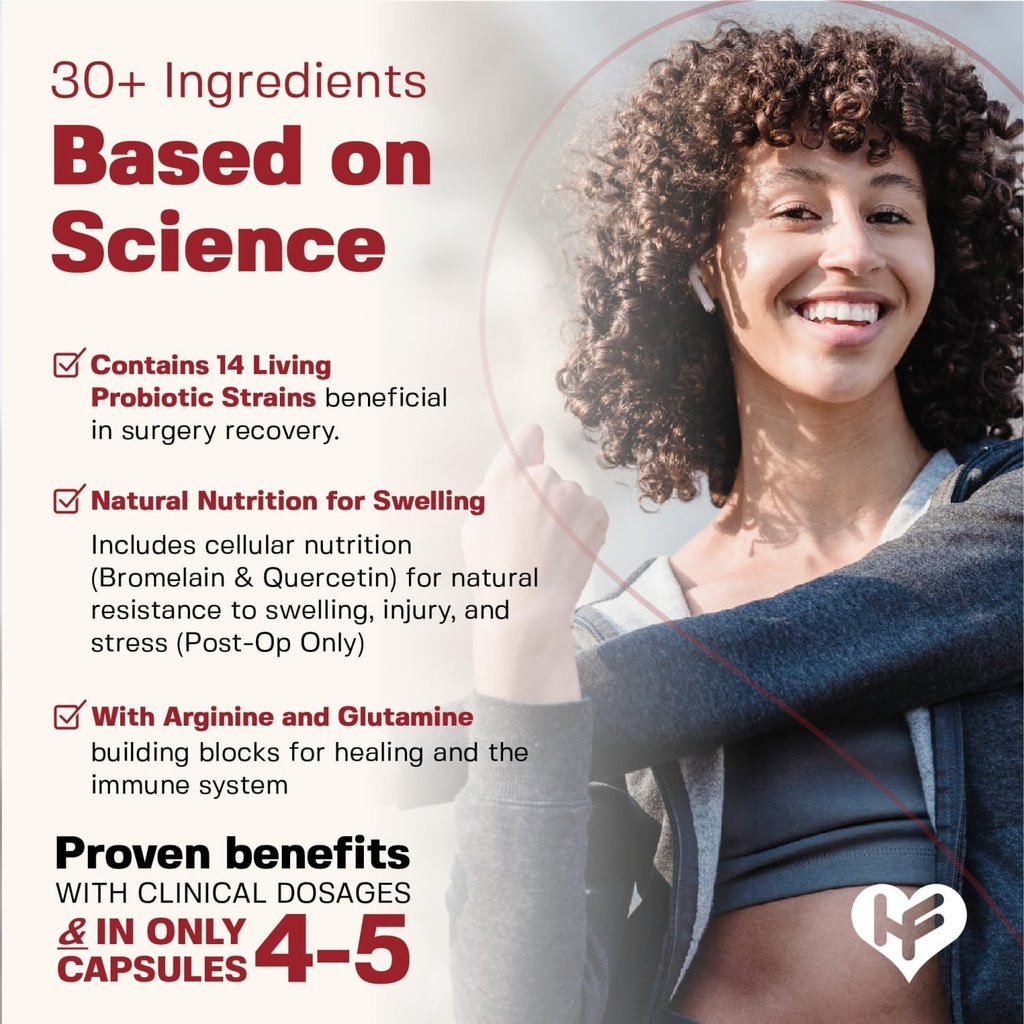HealFast Surgery & Injury Recovery Supplement (Pre-Op): Quercetin, Probiotics Supplement for Wound, Liposuction, Tummy Tuck, and BBL Post Surgery Supplies 6