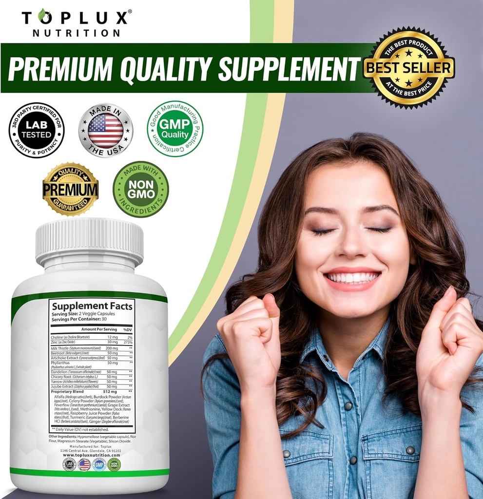 Liver Cleanse Detox & Repair Formula Liver Detox Supplement – Milk Thistle with Dandelion, Artichoke, Turmeric, Beet Root, Turmeric & More for Natural Fast Herbal Cleansing Non-gmo Vegan 60 Capsules 6