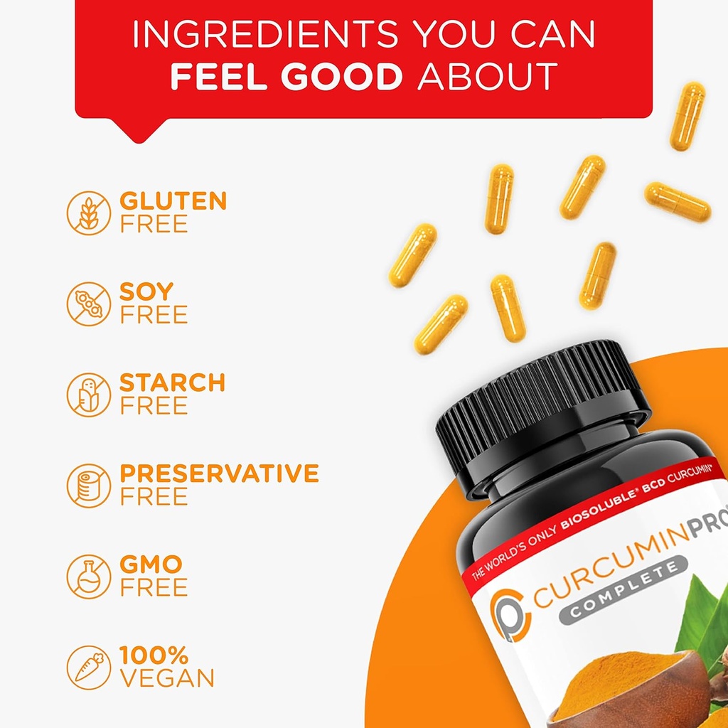 CurcuminPro Complete – High Absorption Turmeric Supplement. Protein-Powered Turmeric Curcumin Capsules with BioSoluble Curcumin for Maximum Effectiveness. Natural Curcumin Supplement (60 Count) 3