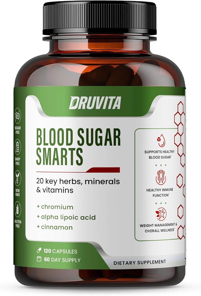 Blood Sugar Smarts - 20 Key Herbs, Minerals & Vitamins - with Chromium, Alpha Lipoic Acid, Cinnamon & Bitter Melon, for Men Women- Non-GMO Natural- 120 Capsules 60 Day Supply 2
