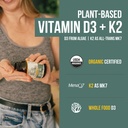 Organic Plant D3 + K2 | 5000 iu D3 + 120 mcg K2 as All-Trans MK7 from MenaQ7® - 100% Whole Food, Raw & Vegan | Enhanced Digestion with Prebiotic & Superfood Complex – D3 from Organic Algae (60 Count) 3