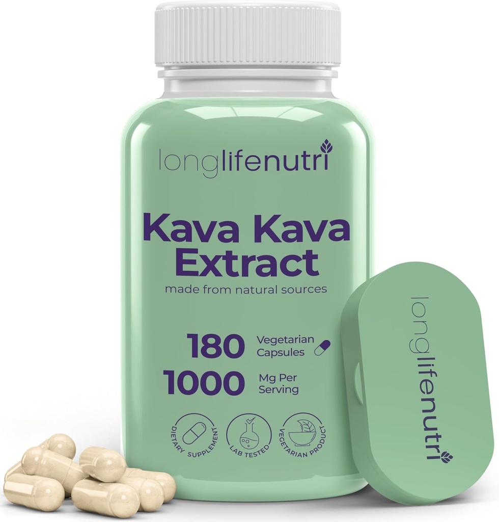 Kava Kava Extract Supplements 1000mg | Natural Herbs | High Levels of Piper Methysticum and Kavalactones| 180 Vegetarian Capsules 2