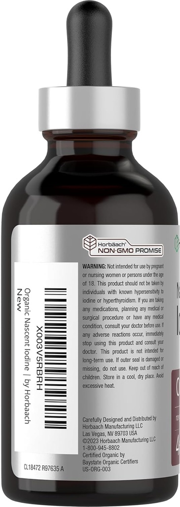 Horbaach Nascent Iodine Drops | 4 Fl Oz | Organic Liquid Tincture Supplement | as Potassium Iodide | Vegan, Non-GMO, and Gluten Free 4