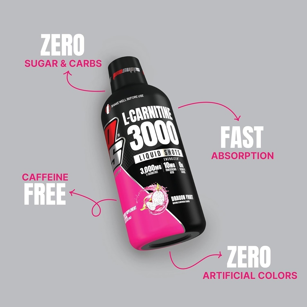 PROSUPPS L-Carnitine 3000 Stimulant Free Liquid Shots (31 Servings, Dragon Fruit) and Hyde Max Pump Pre Workout for Men and Women (20 Servings, Unflavored) Bundle 5