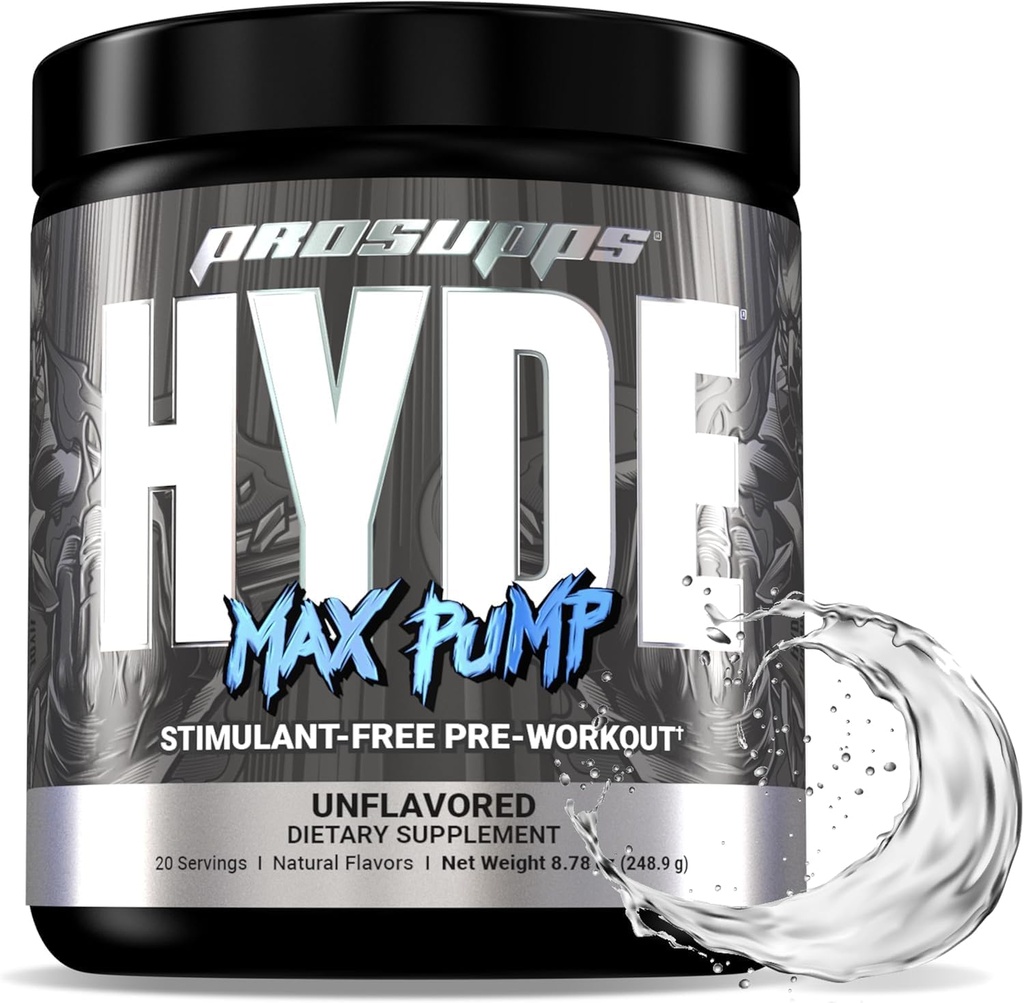 PROSUPPS L-Carnitine 3000 Stimulant Free Liquid Shots (31 Servings, Dragon Fruit) and Hyde Max Pump Pre Workout for Men and Women (20 Servings, Unflavored) Bundle 6
