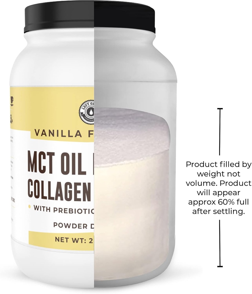 32oz Vanilla Keto MCT Powder + Collagen + Prebiotic Acacia Fibre. MCT Creamer. MCT Oil Powder from Coconuts. MCT Collagen Powder, Grass Fed, Perfect for Keto, 0 Net Carb, Stevia, Erythritol 5