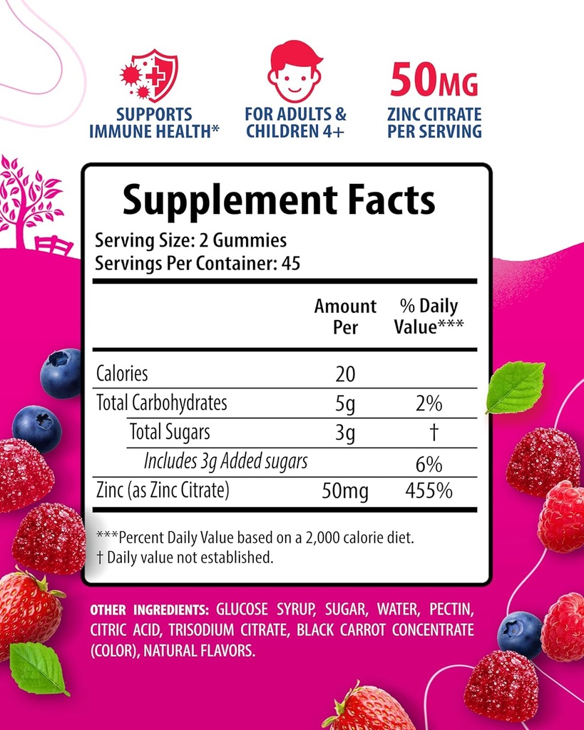 SUNNY SAM Iron Gummies for Kids & Zinc Gummies for Adults - Zinc Chewable Gummy for Immune Support - Powerful Natural Antioxidant Non-GMO Supplement for Children Men Woman Adults 4