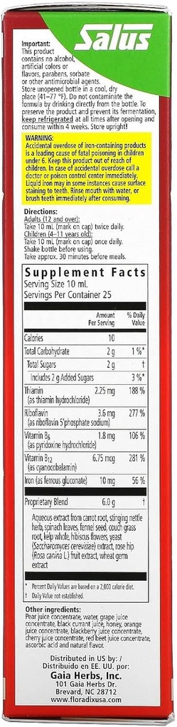 Floradix Floravital Liquid Iron and Vitamin Formula 8.5 fl.oz. - 250 ml. - Made in Germany (3 Pack) 3