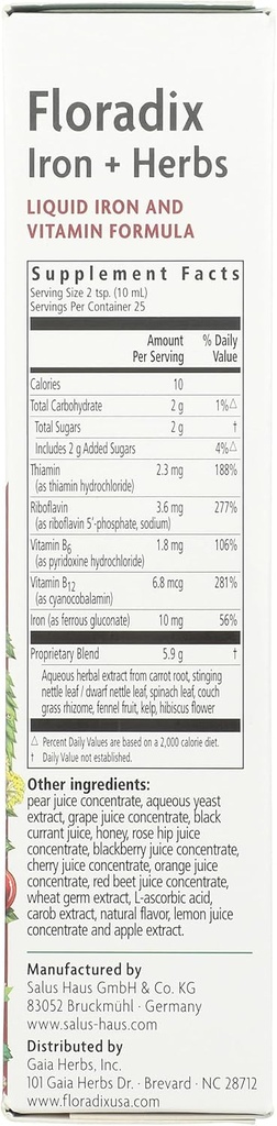Floradix Floravital Liquid Iron and Vitamin Formula 8.5 fl.oz. - 250 ml. - Made in Germany (3 Pack) 4