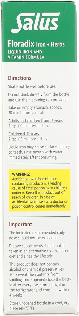 Floradix Floravital Liquid Iron and Vitamin Formula 8.5 fl.oz. - 250 ml. - Made in Germany (3 Pack) 5